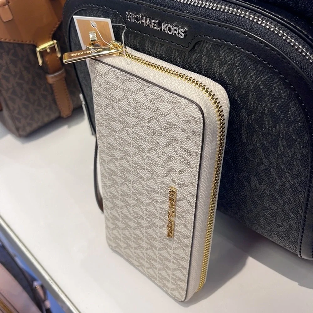 Michael Kors MK Signature Large Flat Multi-Function Phone Case Wallet Wristlet